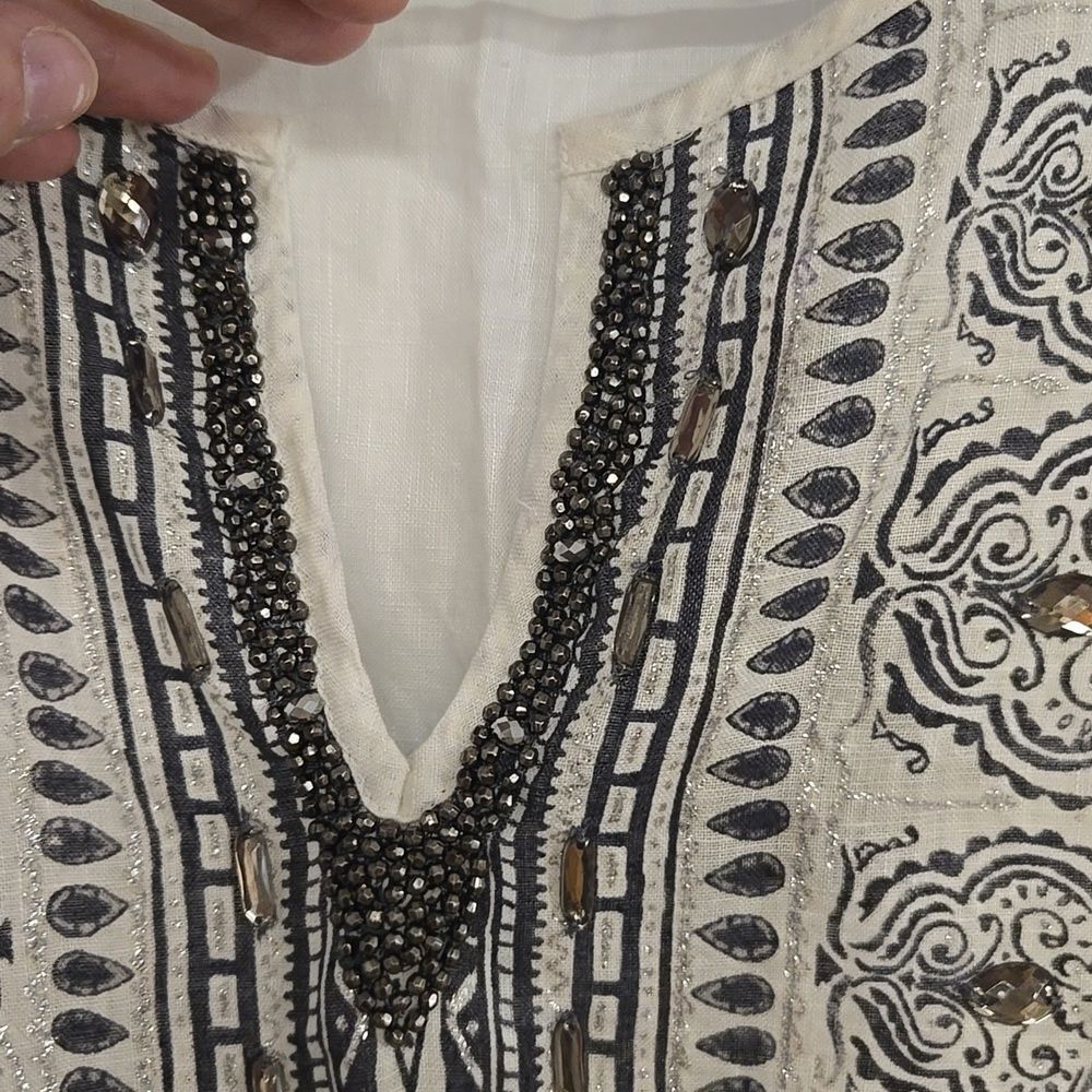 Chico's Linen Beaded Tunic - Picture 3 of 7